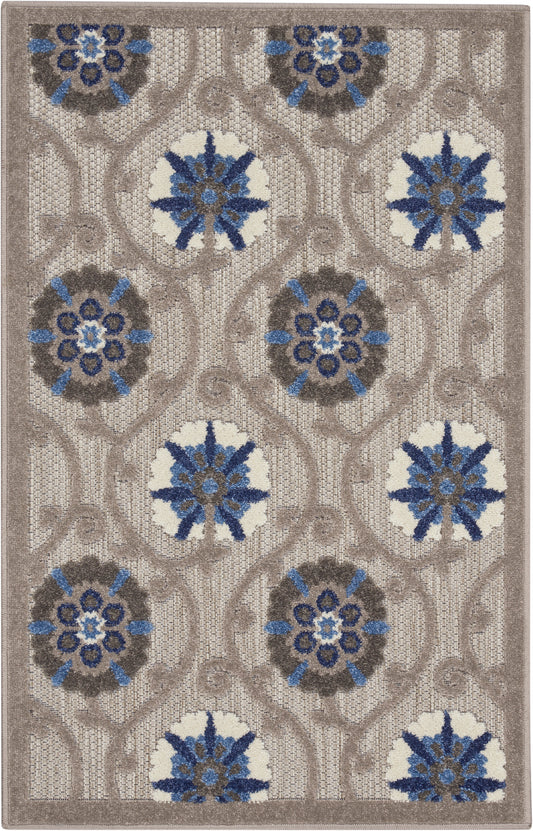 Nourison Aloha 2'8" x 4' Grey Blue Contemporary Rug