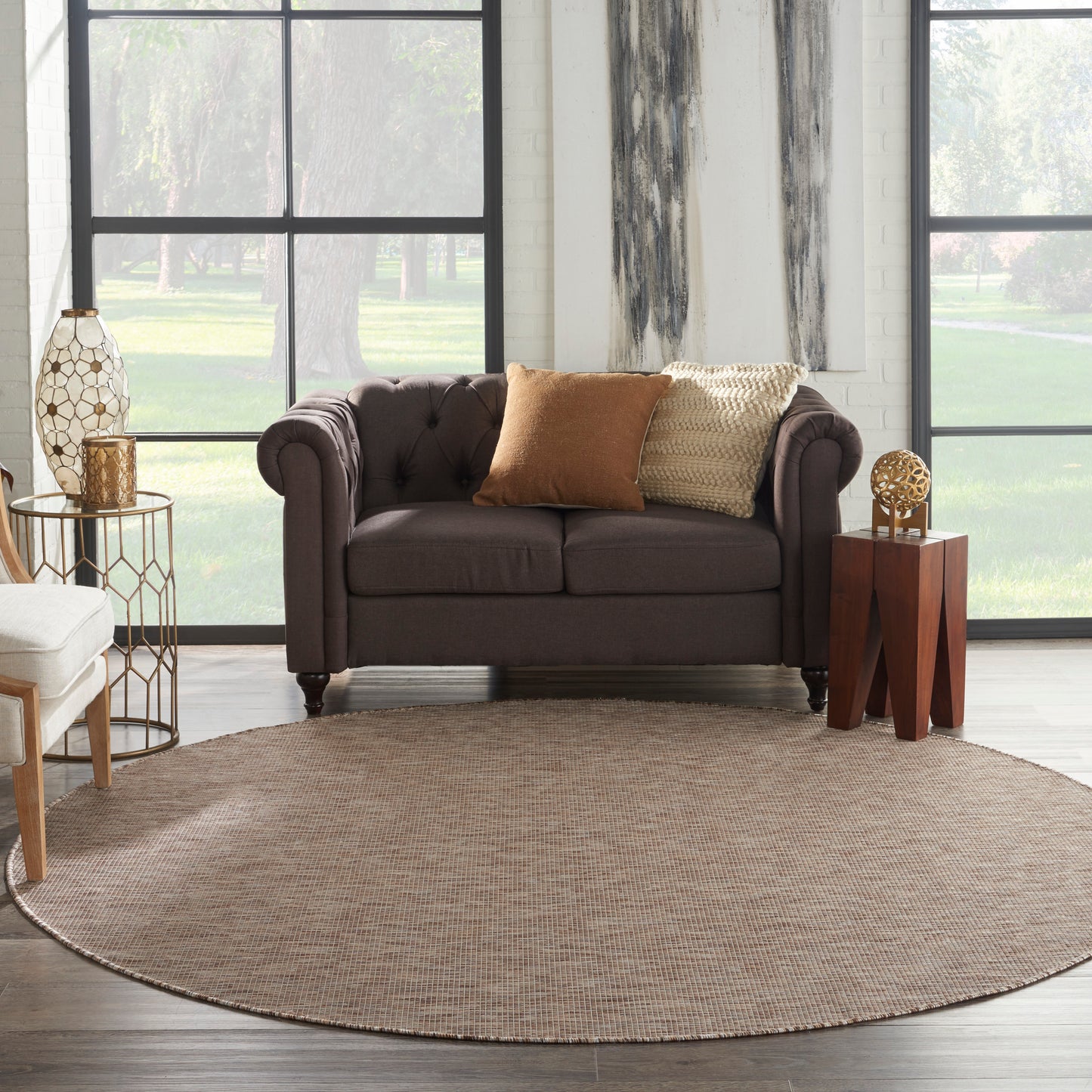 Nourison Positano 8' x Round Beige Modern Rug