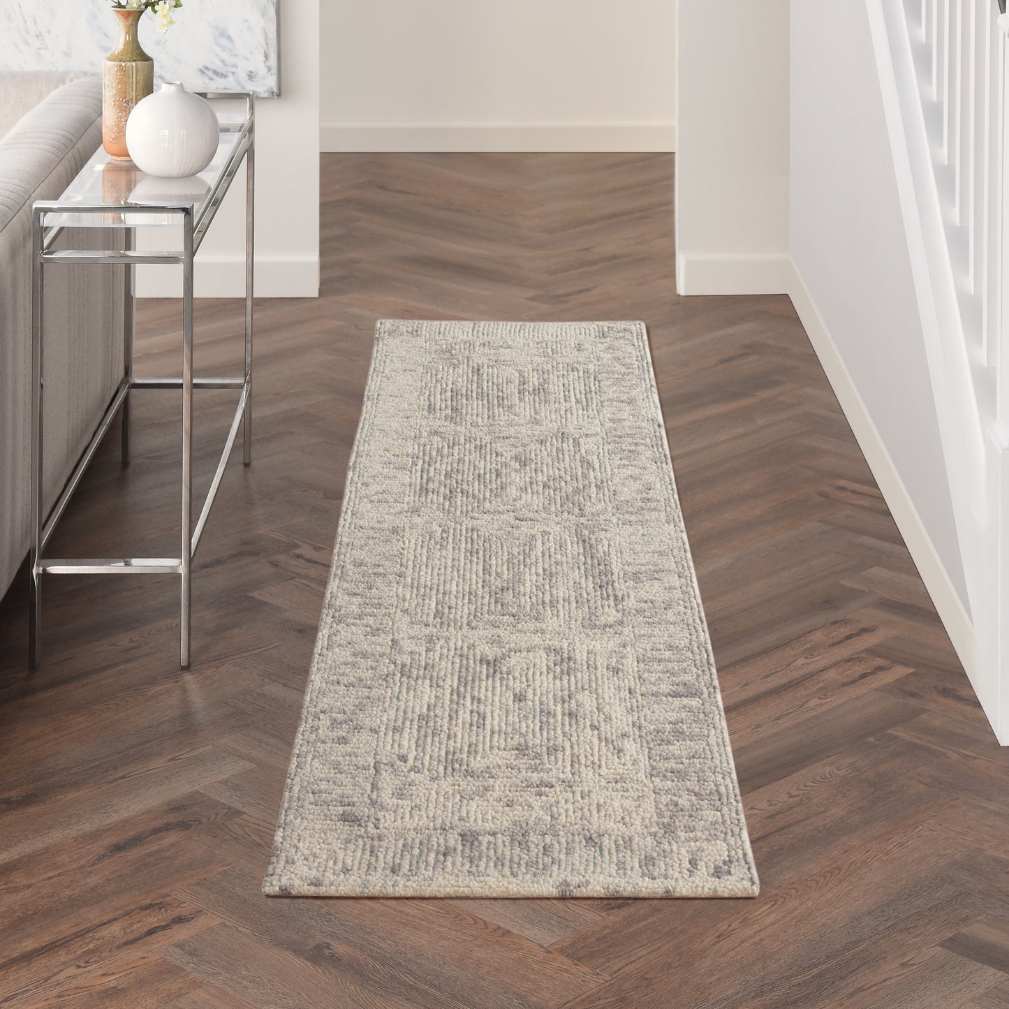 Nourison Colorado 2'3" x 7'6" Ivory Grey Teal Modern Indoor Rug