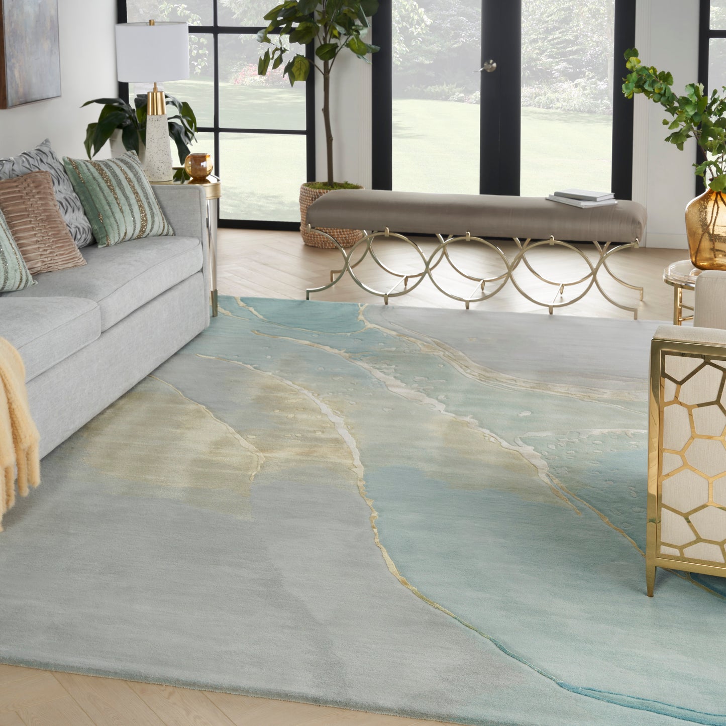 Nourison Prismatic 9'9" x 13'9" Grey/Seafoam Modern Indoor Rug