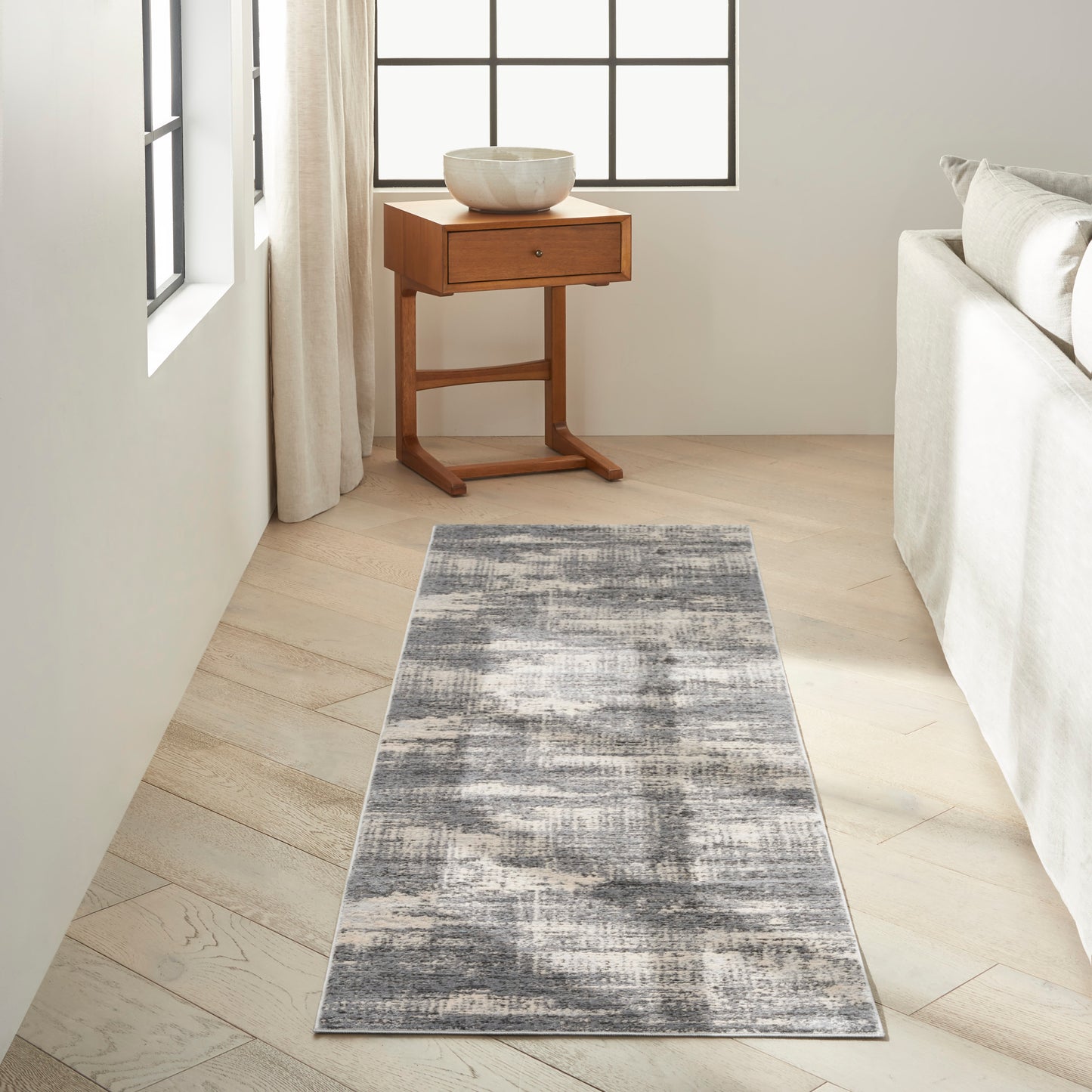 Calvin Klein CK950 Rush 2'3" x 7'3" Grey Beige Modern Indoor Rug