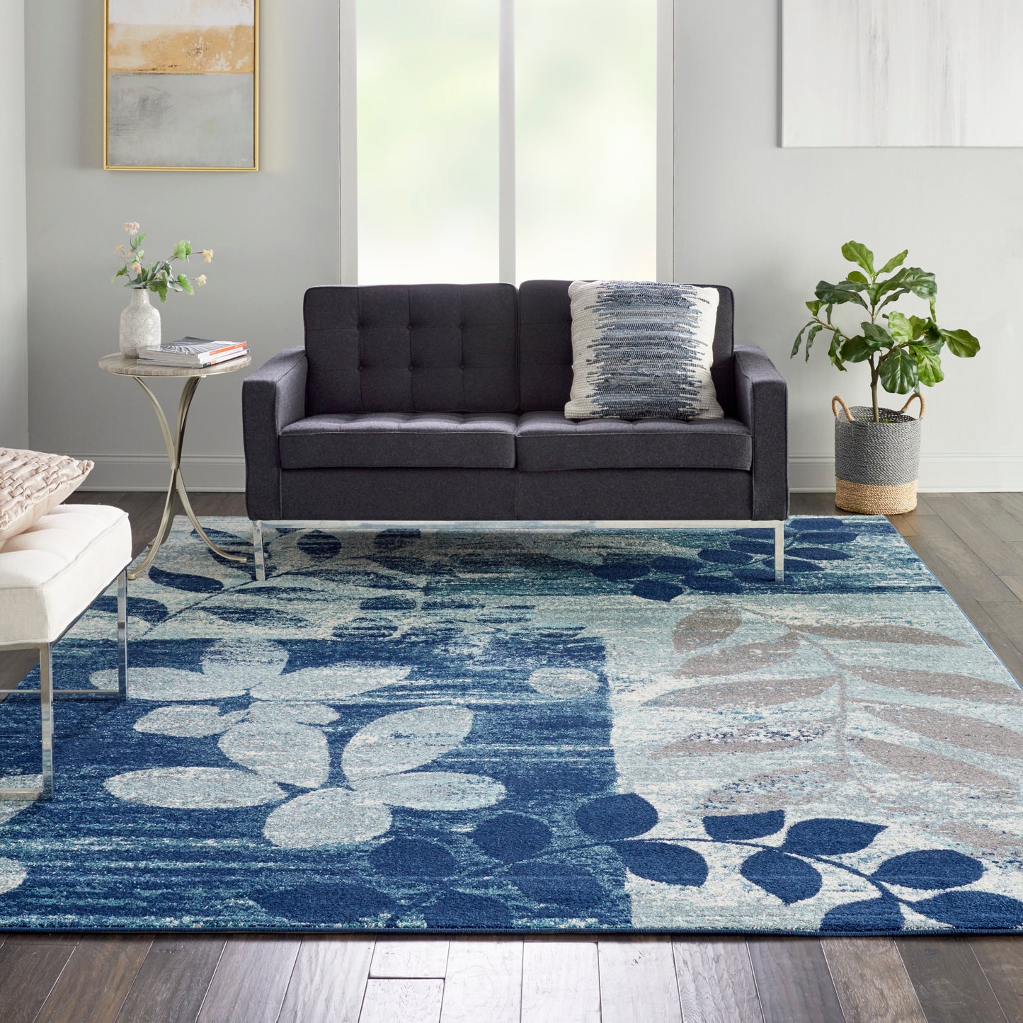 Nourison Tranquil 8' x 10' Navy/Light Blue Farmhouse Indoor Rug