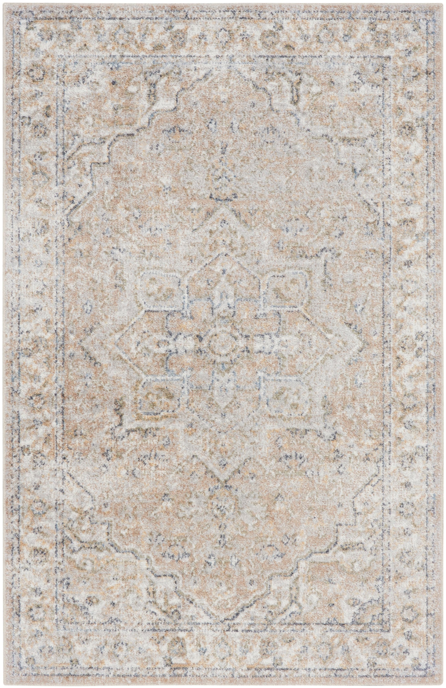 Nourison Astra Machine Washable 3'3" x 5' Beige Vintage Indoor Rug