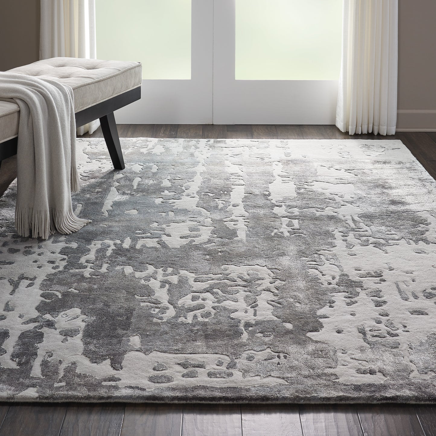 Nourison Prismatic 5'6" x 7'5" Silver Grey Modern Indoor Rug