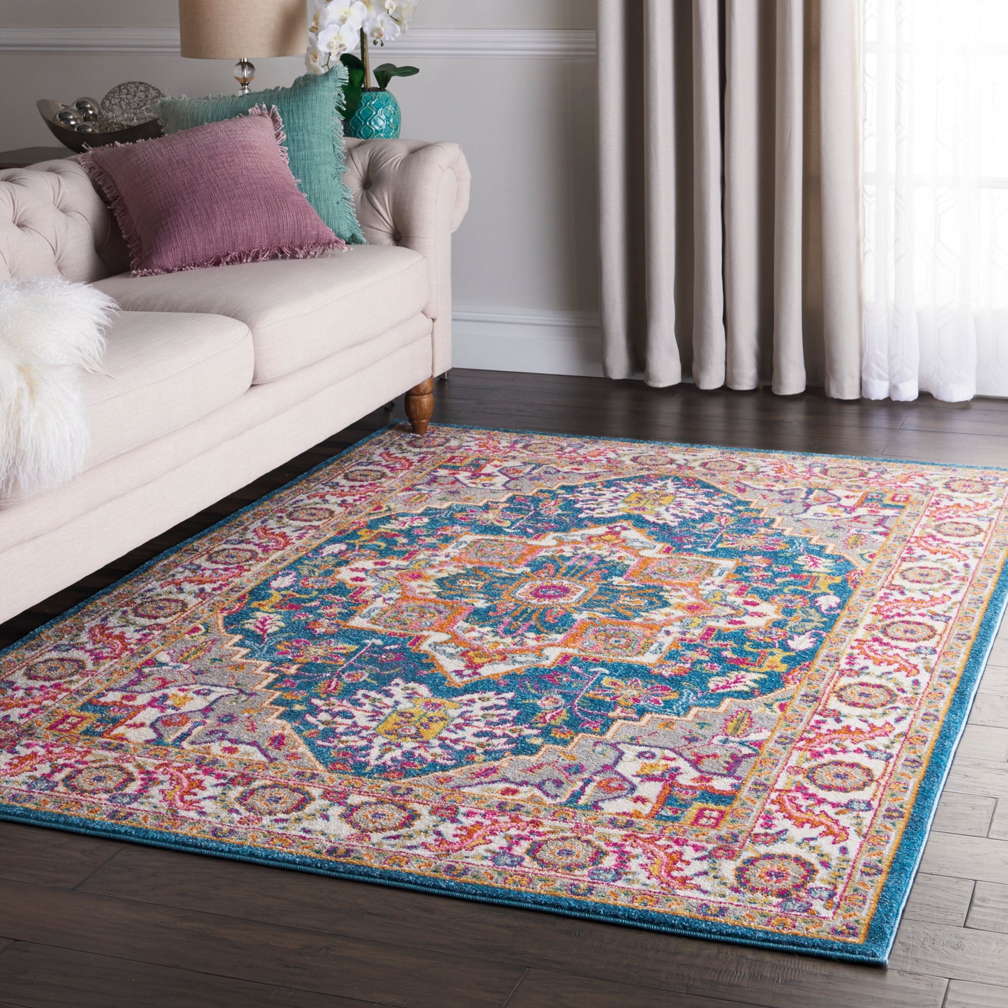 Nourison Passion 5'3" x 7'3" Teal Multicolor Bohemian Indoor Rug