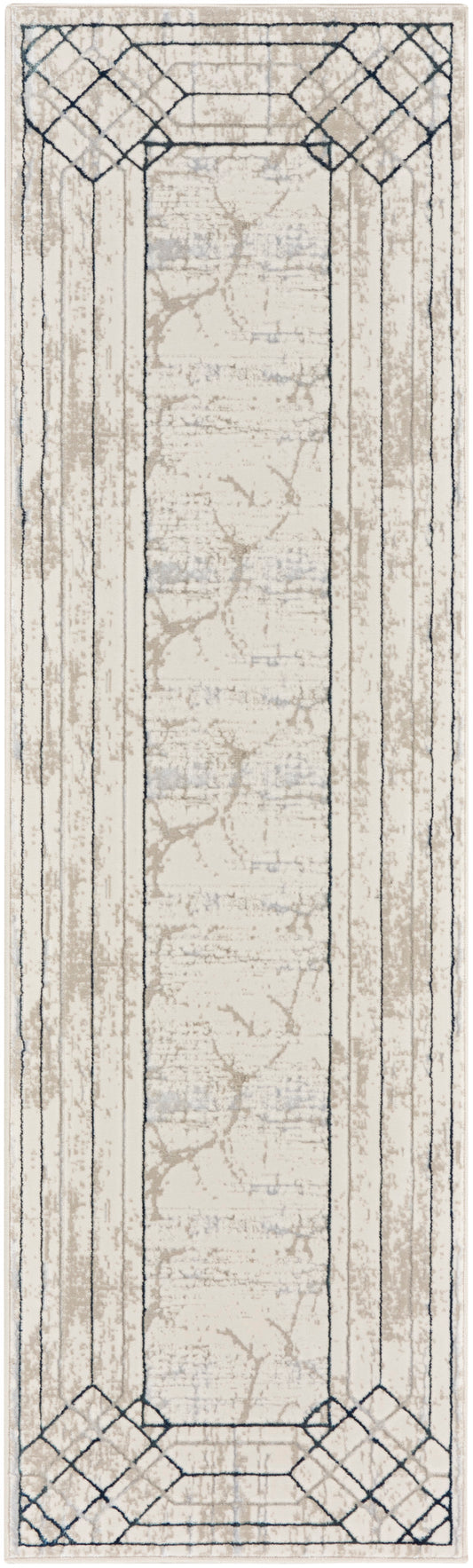 Nourison Glitz 2'3" x 7'6" Ivory/Taupe Mid-Century Modern Indoor Rug