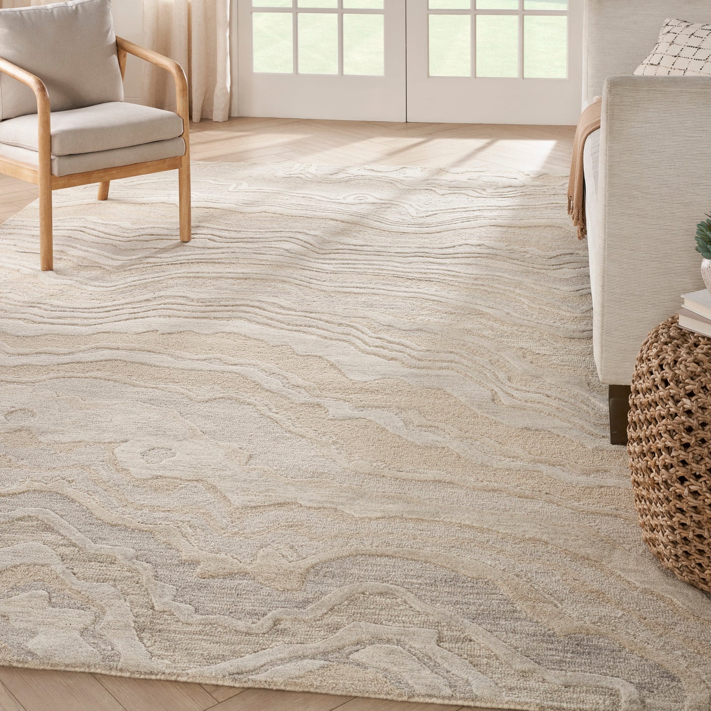 Nourison Graceful 7'9" x 9'9" Beige Modern Indoor Rug