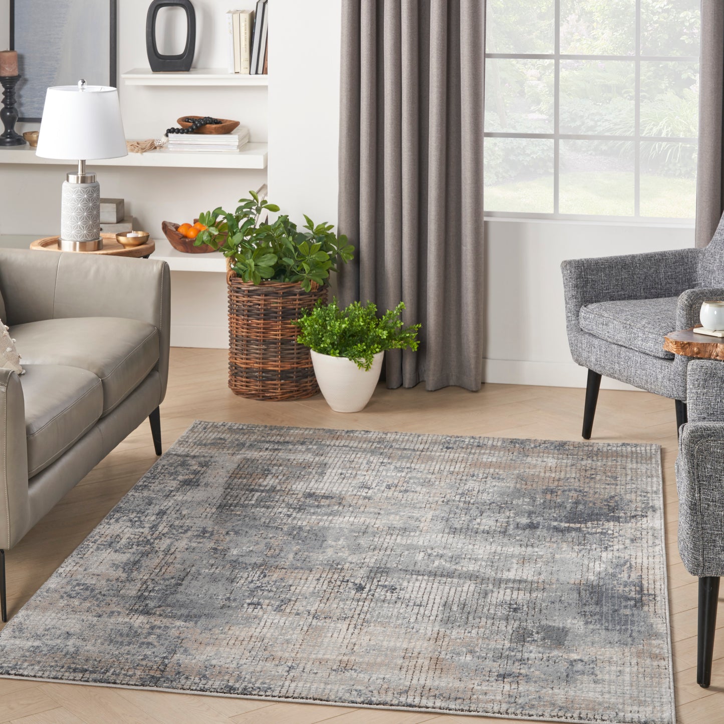 Nourison Quarry 5'3" x 7'3" Blue Beige Modern Indoor Rug