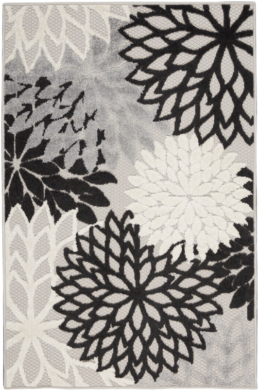 Nourison Aloha 3' x 5' Black White Tropical Rug