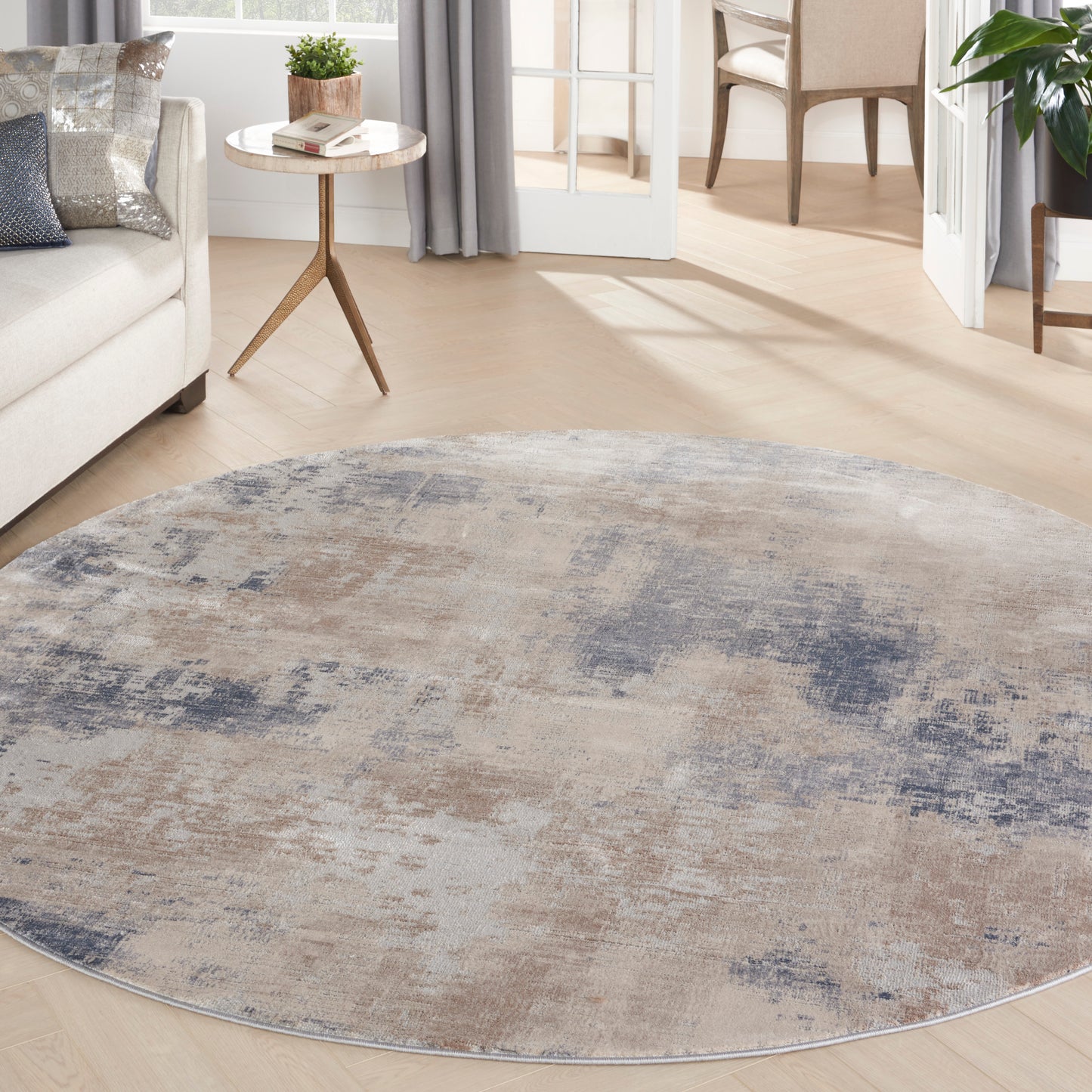 Nourison Rustic Textures 7’10” x Round Beige Grey Modern Indoor Rug