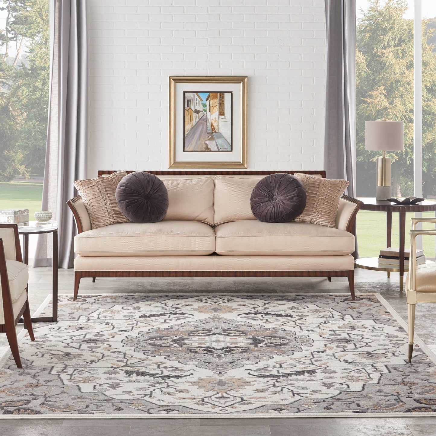 Nourison Elation 7'10" x 9'10" Ivory Grey Transitional Indoor Rug