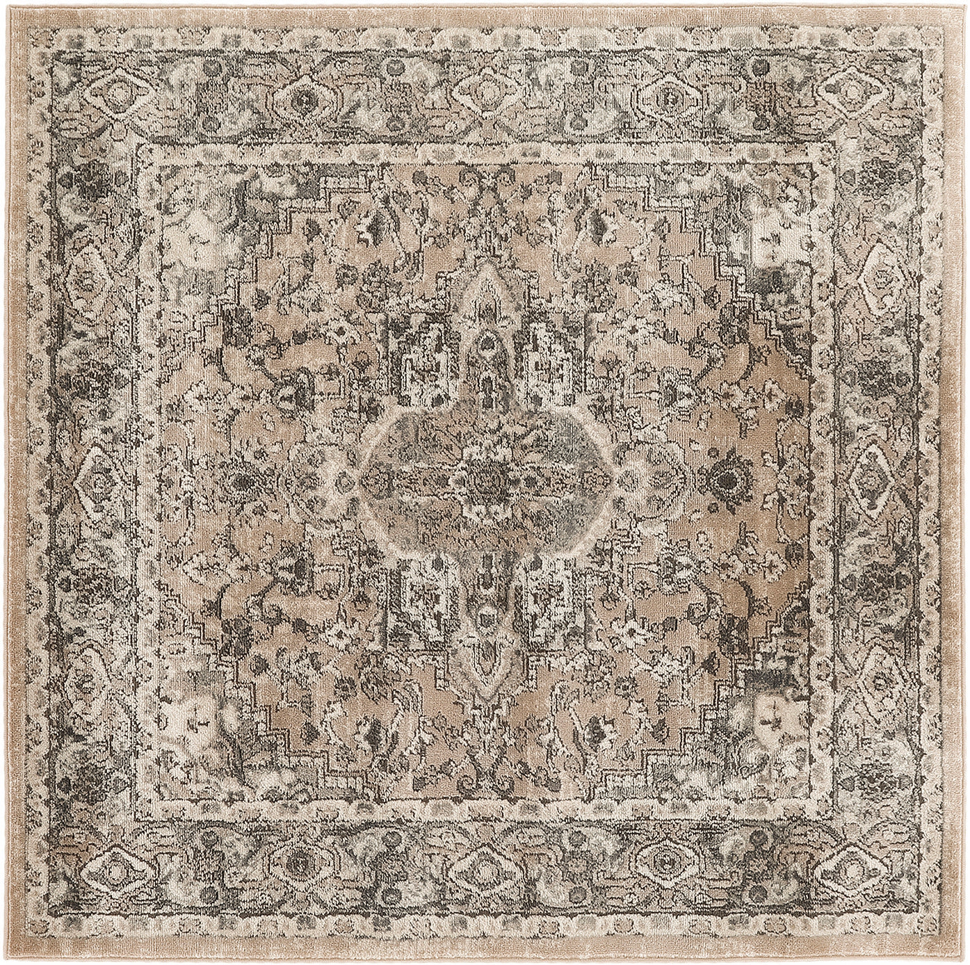 Nourison Quarry 5' x Square Beige Grey Farmhouse Indoor Rug