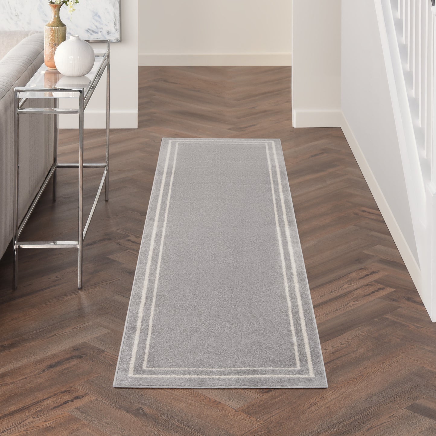 Nourison Nourison Essentials 2'2" x 7'6" Grey/Ivory Contemporary Rug