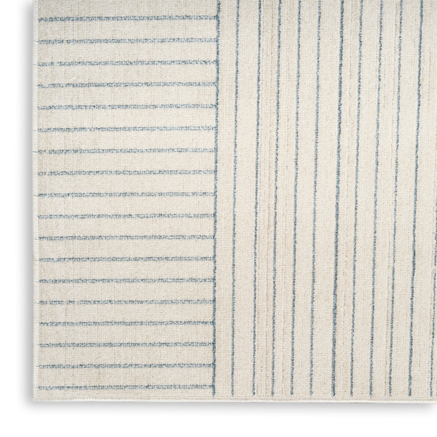 Nourison Washable Decor 9' x 12' Cream Blue Modern Indoor Rug