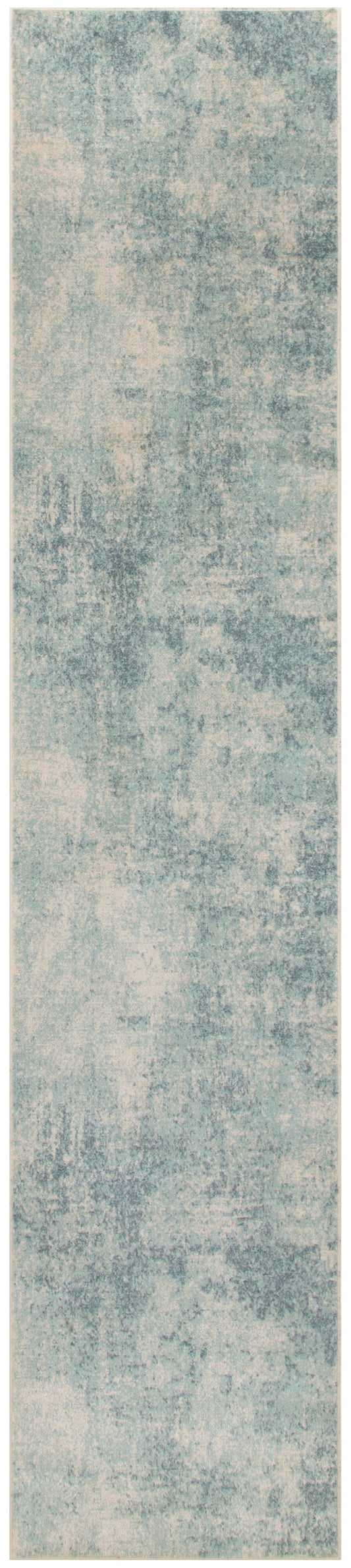 Nourison Astra Machine Washable 2'2" x 8' Blue Ivory Modern Indoor Rug