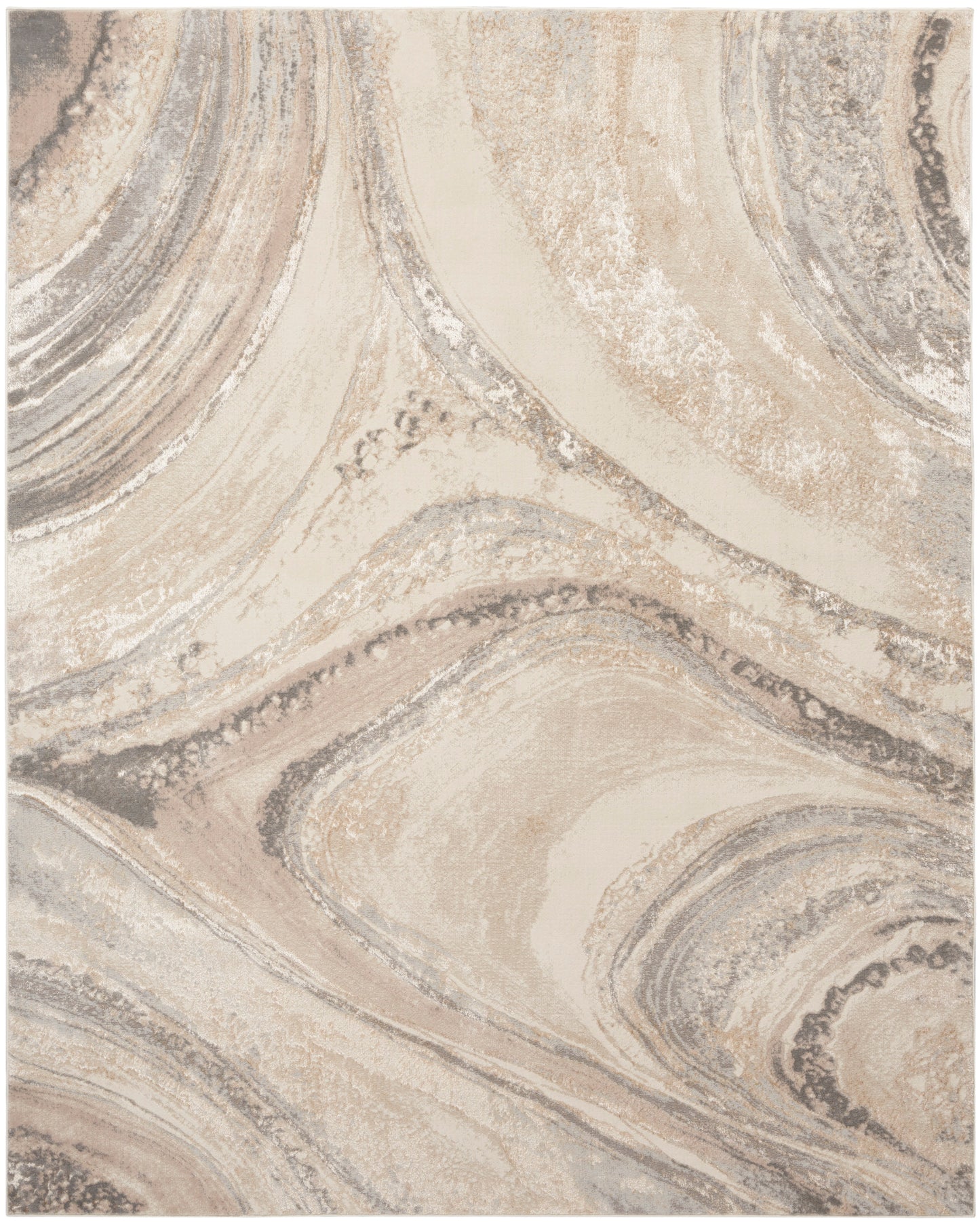 Inspire Me! Home Décor Brushstrokes 9' x 12' Cream Grey Modern Indoor Rug