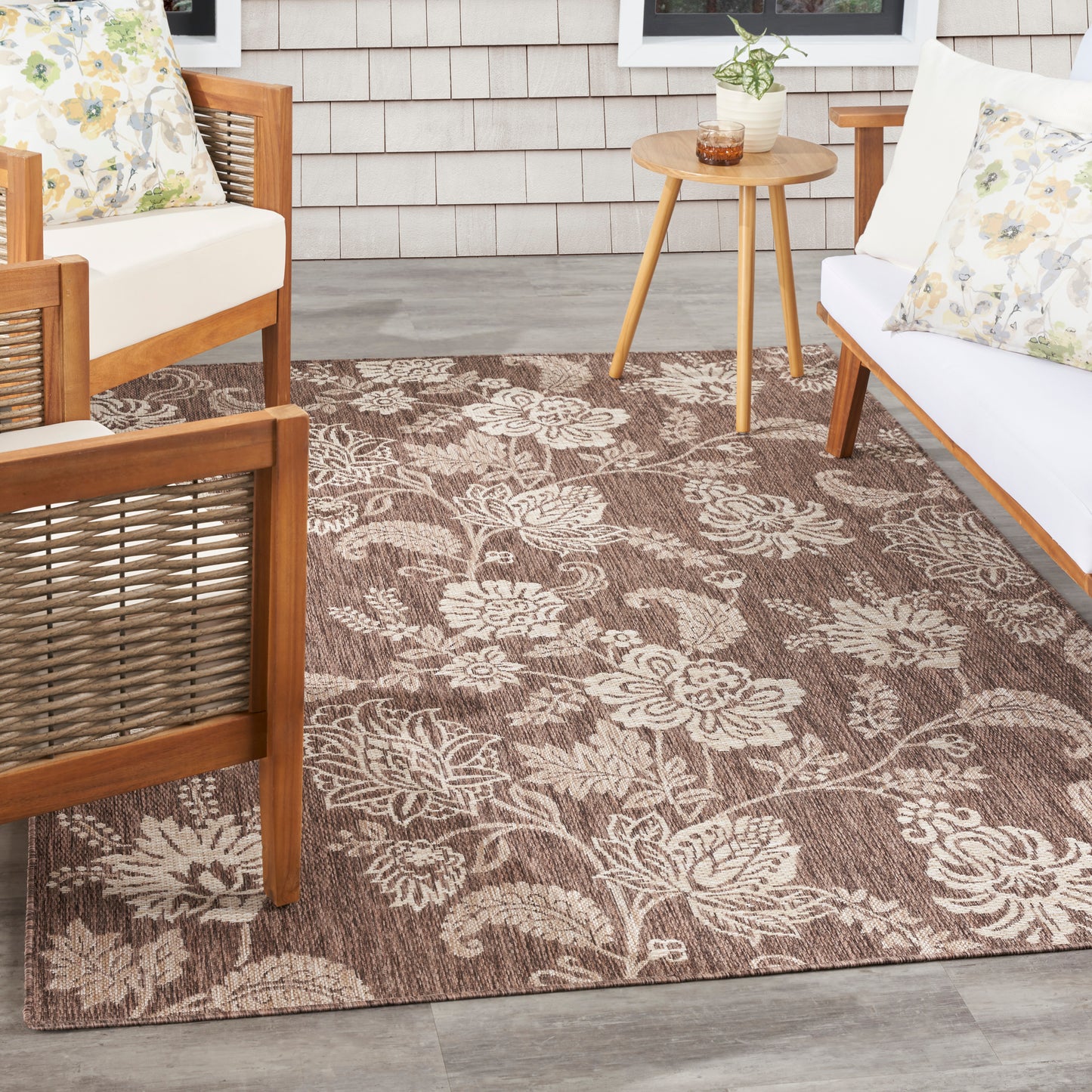 Nourison Garden Oasis 5' x 7' Mocha Tropical Rug