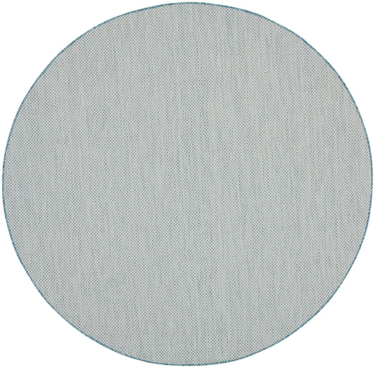 Nourison Courtyard 6' x Round Ivory Aqua Modern Rug