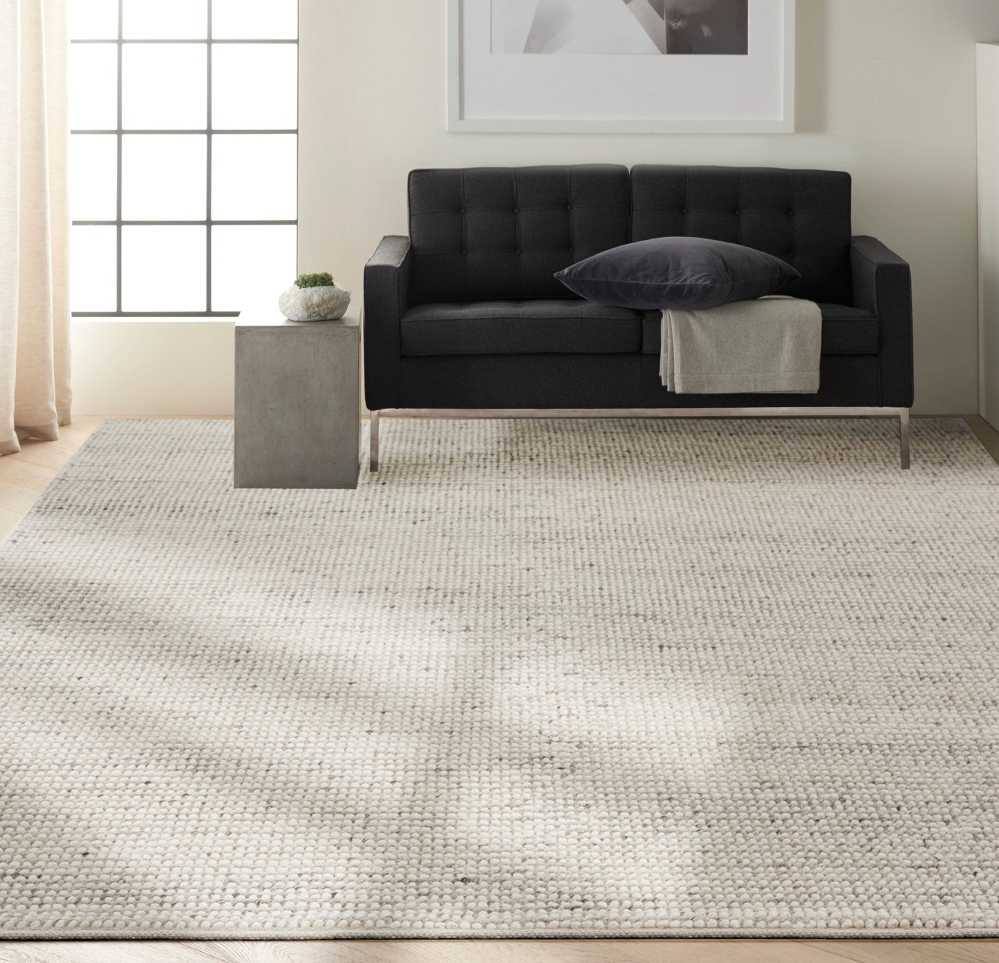 Calvin Klein Textured Dots 7'9" x 9'9" Silver Beach Indoor Rug