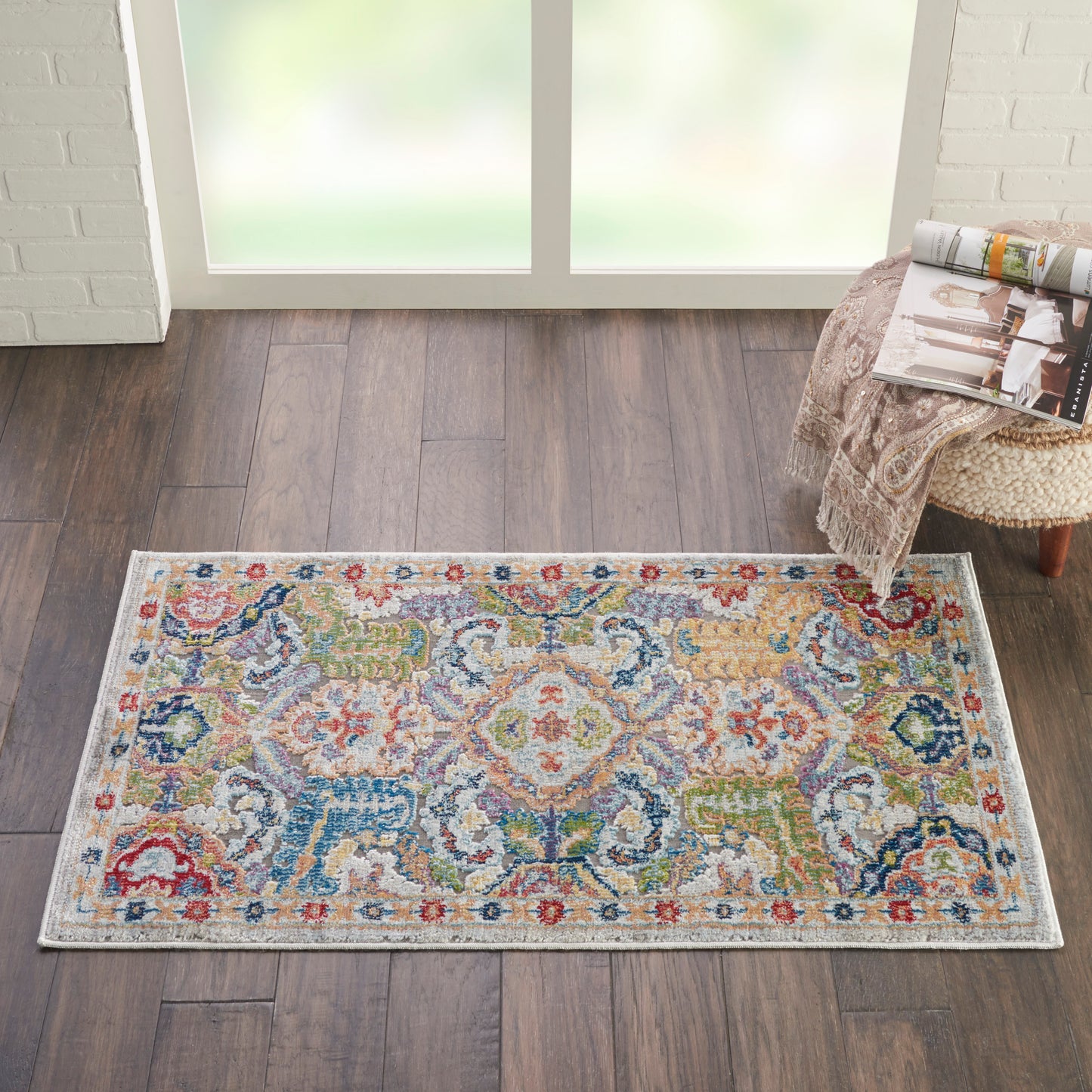 Nourison Ankara Global 2' x 4' Grey Multicolor Bohemian Indoor Rug