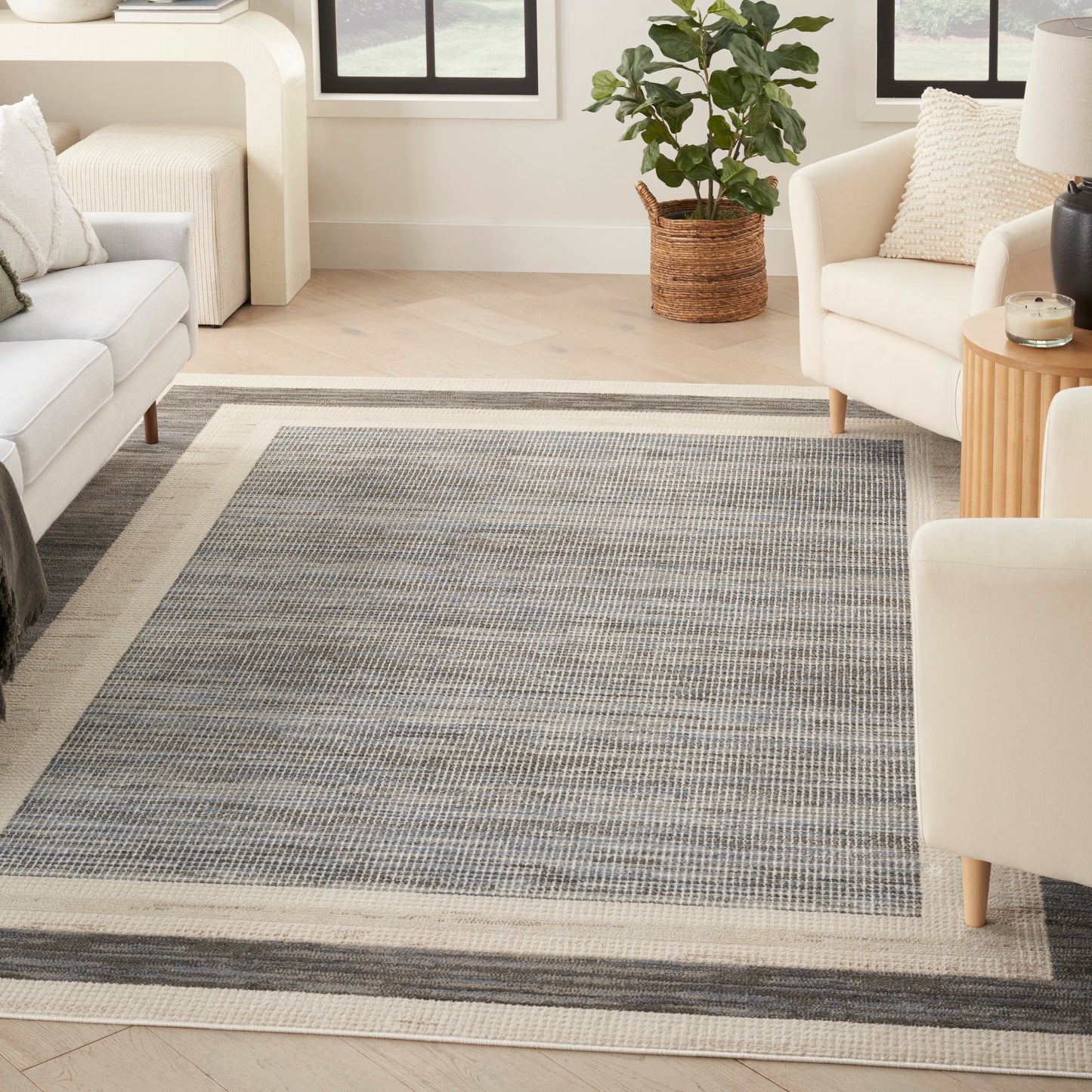 Nourison Serenity Home 9' x 12' Grey Ivory Modern Indoor Rug