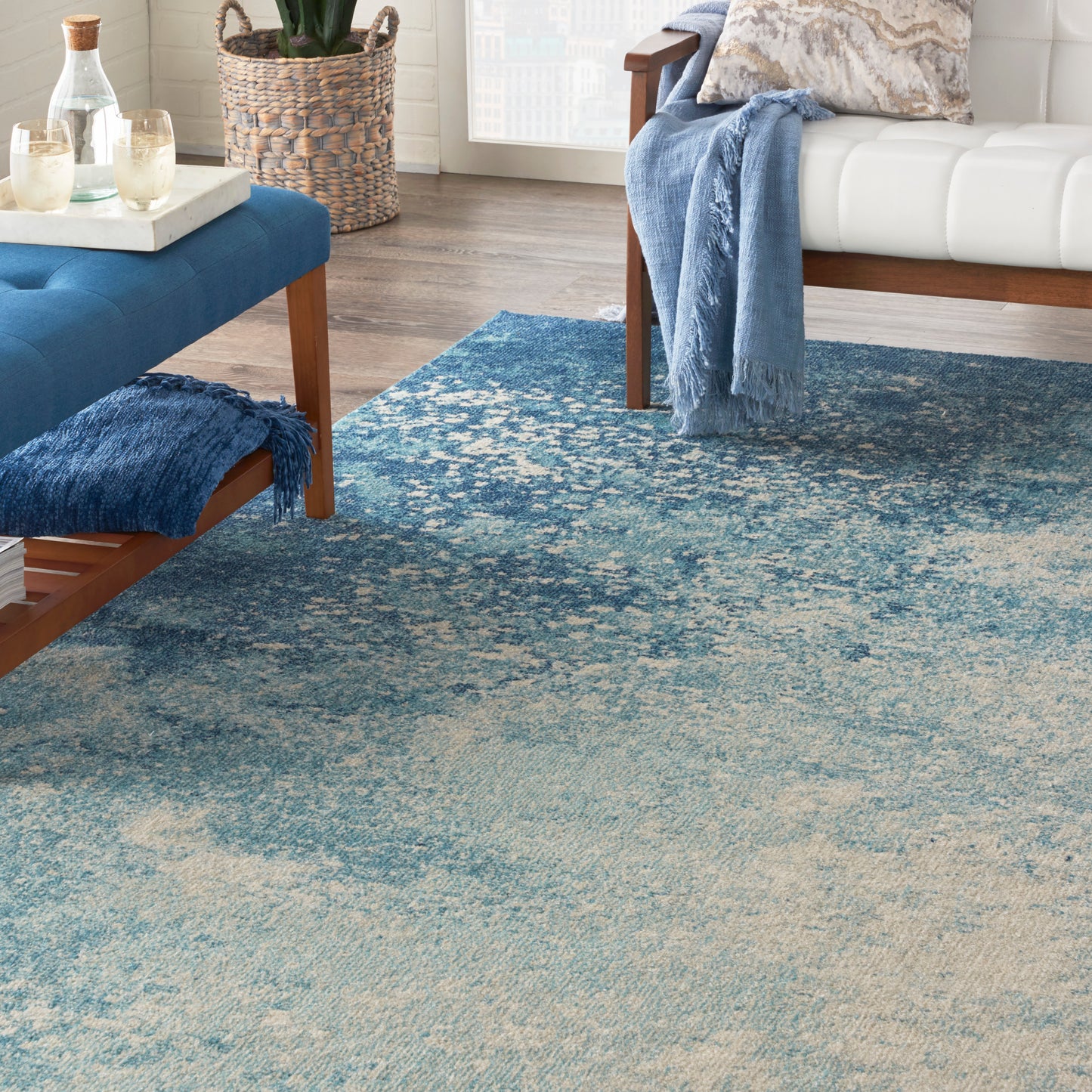 Nourison Passion 6'7" x 9'6" Navy Light Blue Modern Indoor Rug