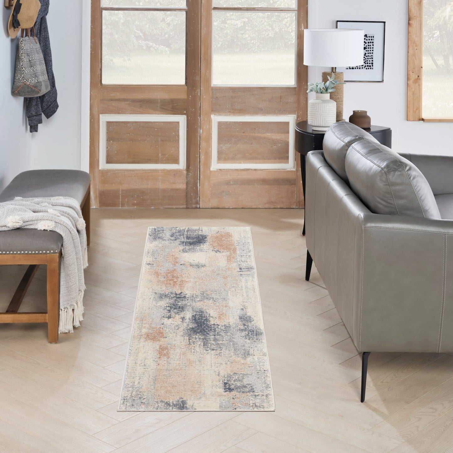 Nourison Rustic Textures 2'2" x 7'6" Beige Grey Modern Indoor Rug