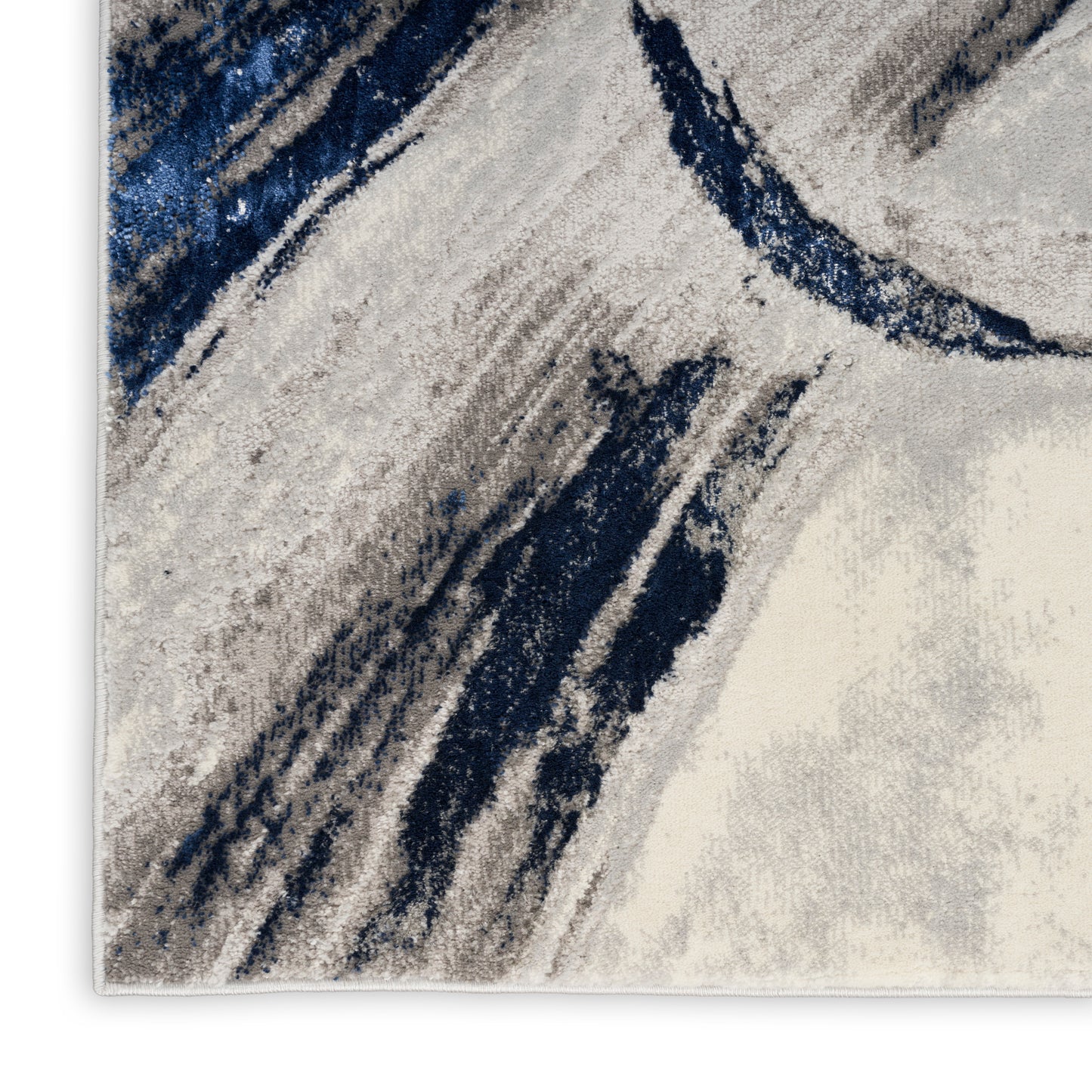 Inspire Me! Home Décor Brushstrokes 2'2" x 7'6" Grey/Navy Modern Indoor Rug