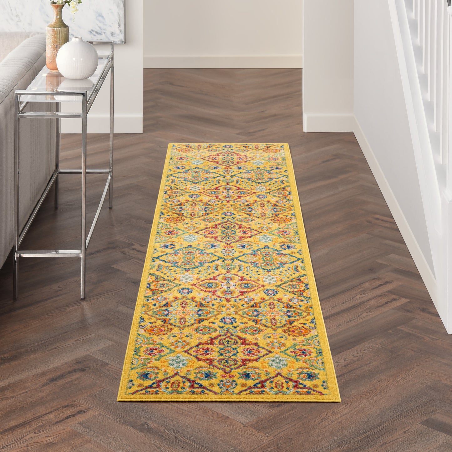 Nourison Allur 2'3" x 7'6" Yellow Multicolor Bohemian Indoor Rug