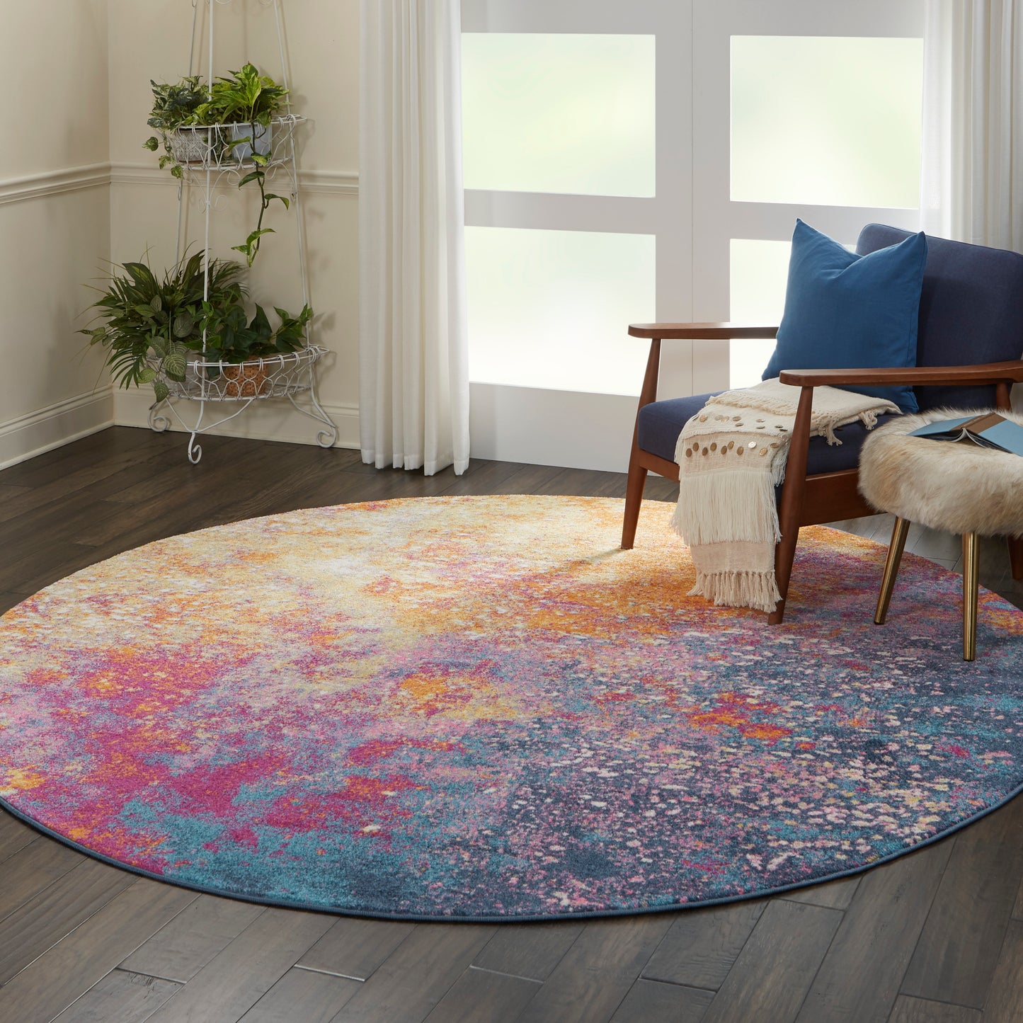 Nourison Passion 8' x Round Sunburst Modern Indoor Rug