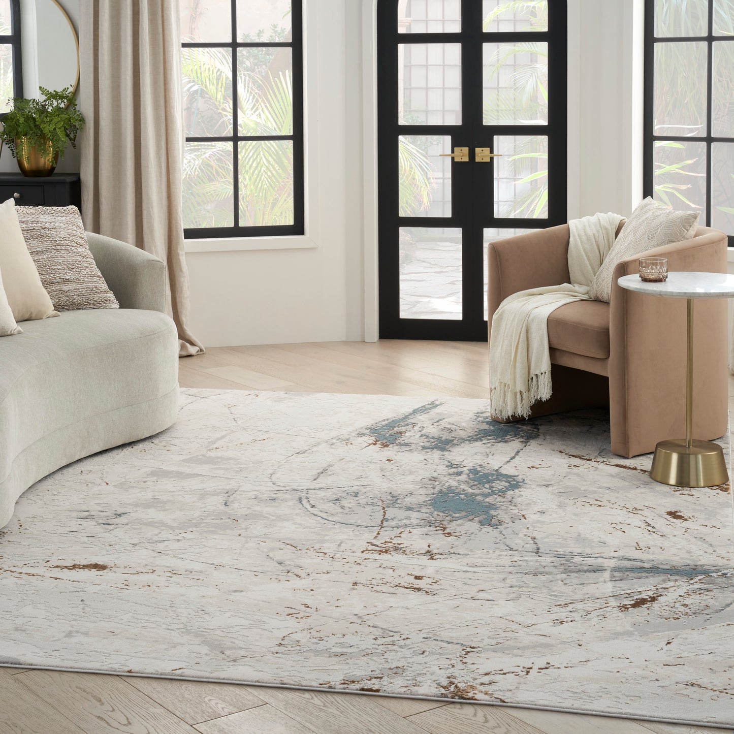 Nourison Desire 7'10" x 9'10" Ivory Grey Blue Modern Indoor Rug