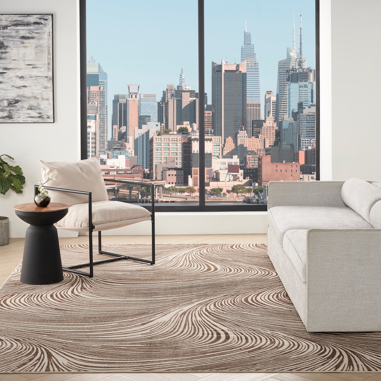 DKNY Central Park West 7'10" x 9'10" Beige Brown Modern Indoor Rug