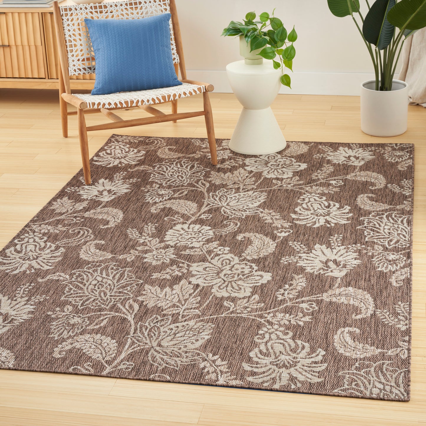 Nourison Garden Oasis 4' x 6' Mocha Tropical Rug