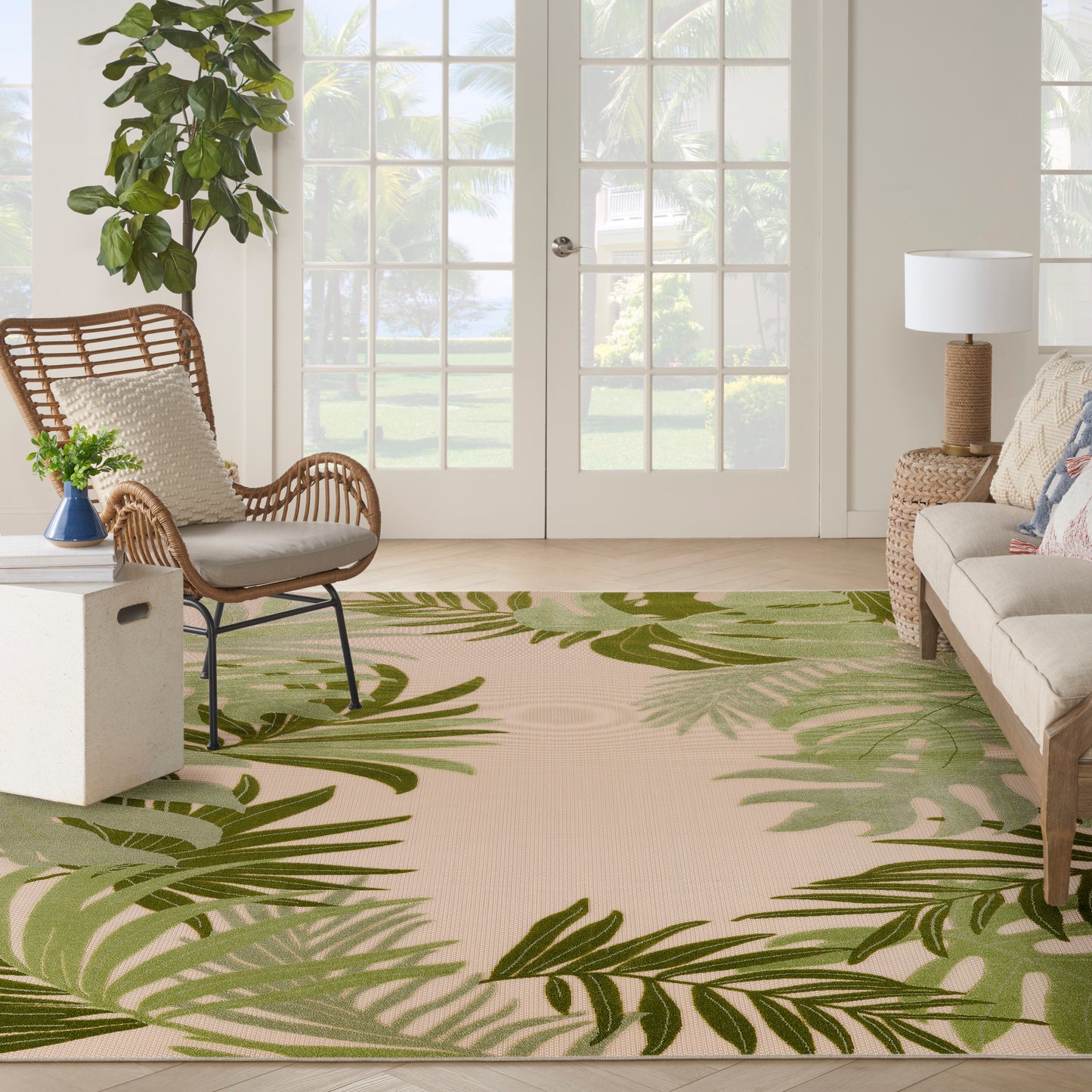 Nourison Aloha 10' x 14' Ivory Green Outdoor Rug