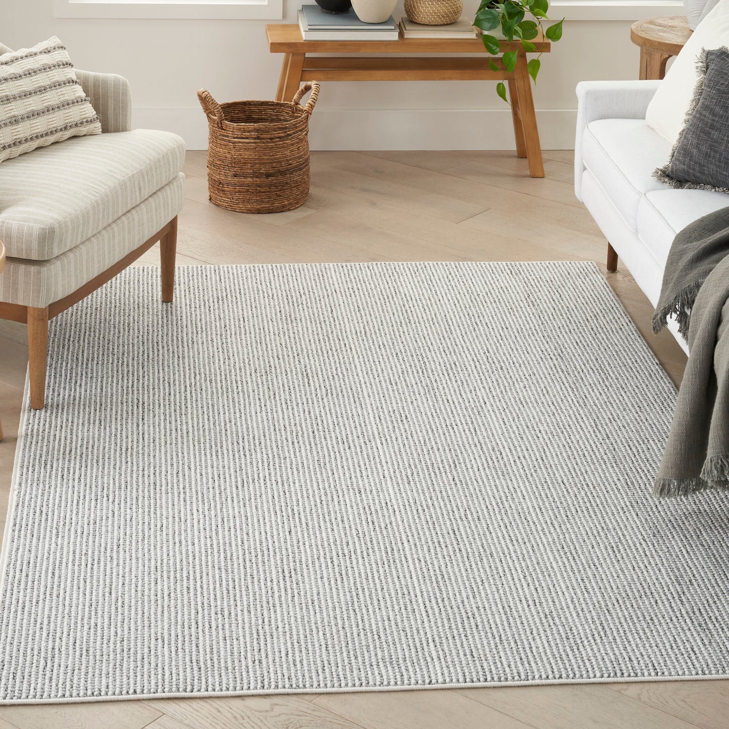 Nourison Natural Texture 5'3" x 7' Ivory Grey Farmhouse Indoor Rug