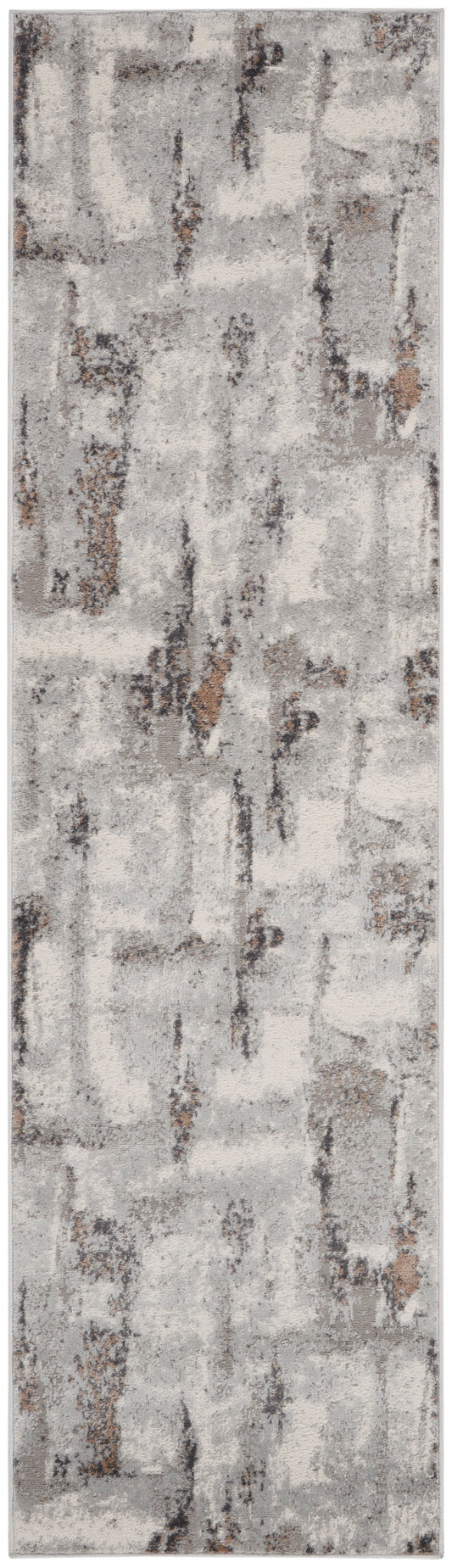 Nourison Elation 2'3" x 7'6" Grey Ivory Modern Indoor Rug