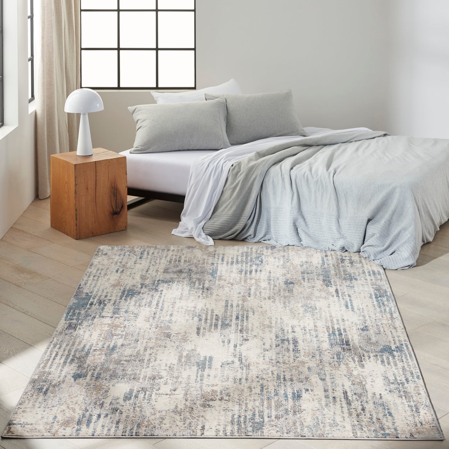 Calvin Klein CK022 Infinity 5'3" x 7'3" Ivory Grey Blue Modern Indoor Rug