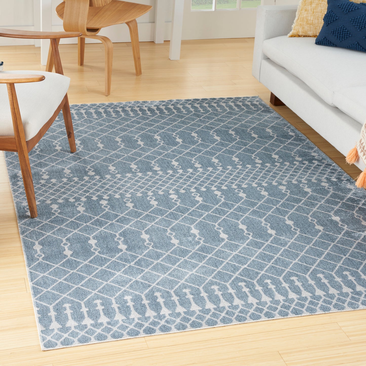 Nourison Astra Machine Washable 4' x 6' Blue Bohemian Indoor Rug