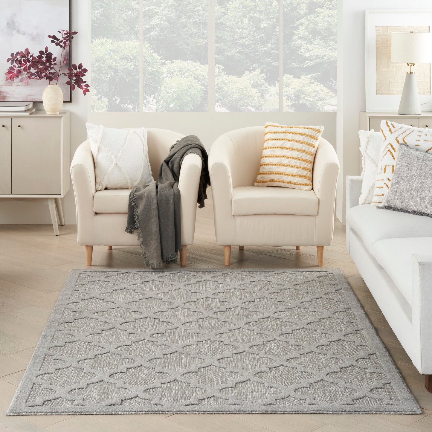 Nourison Easy Care 4' x 6' Silver Grey Modern Rug