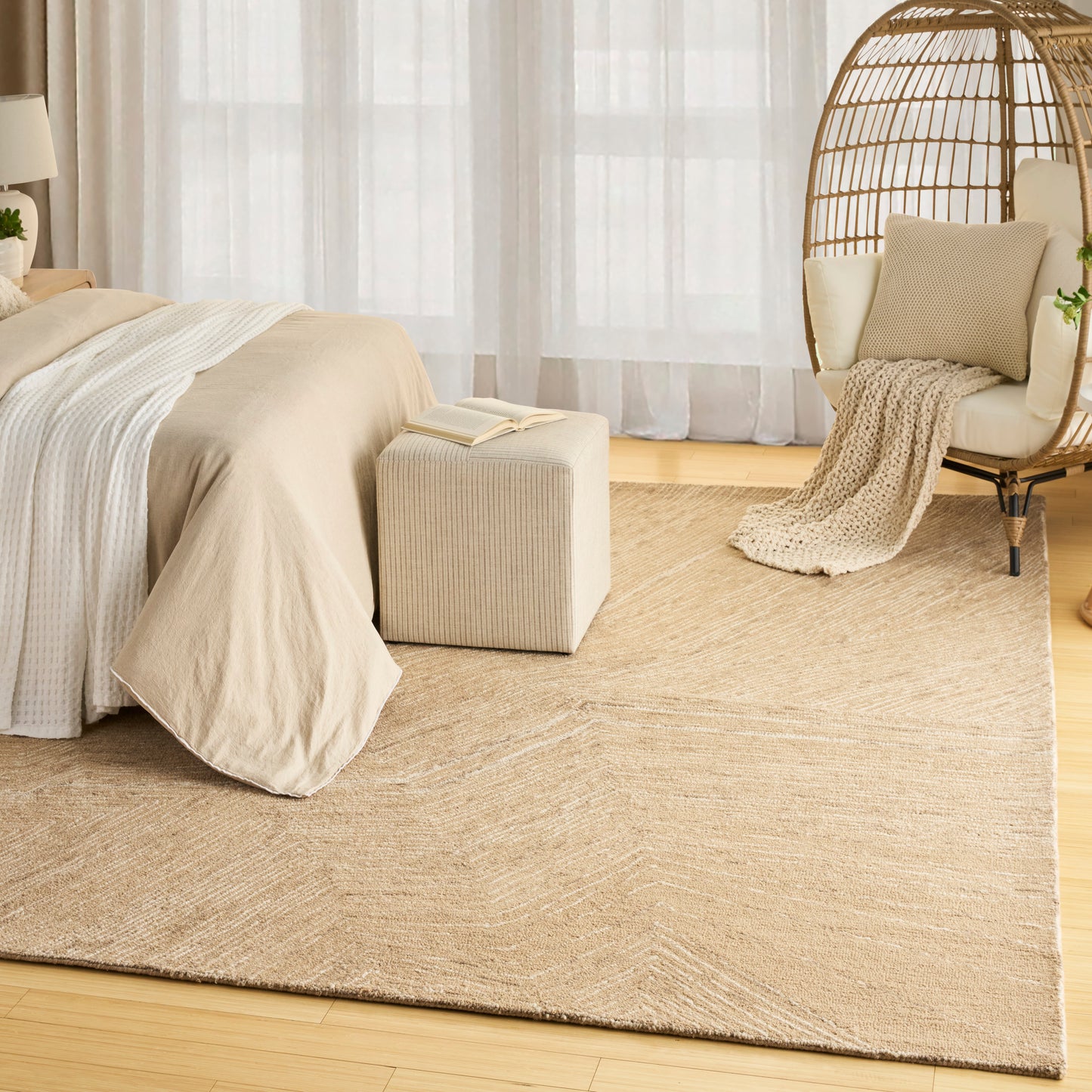 DKNY Pure Angles 7'9" x 9'9" Camel Modern Indoor Rug