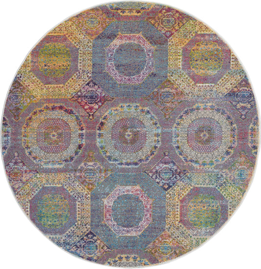 Nourison Ankara Global 6' x Round Multicolor Bohemian Indoor Rug