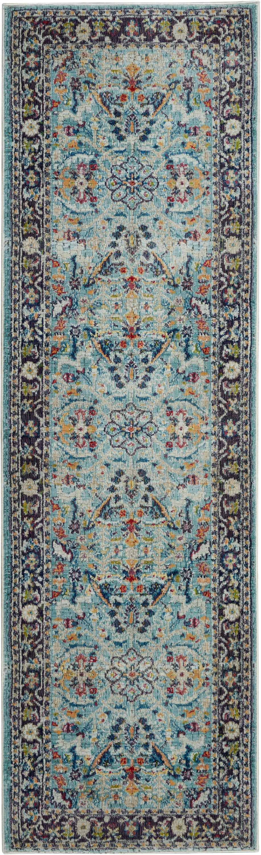 Nourison Ankara Global 2' x 6' Teal Multicolor Bohemian Indoor Rug