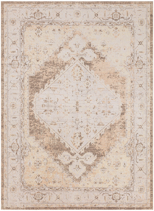 Nourison Astra Machine Washable 4' x 6' Beige Vintage Indoor Rug