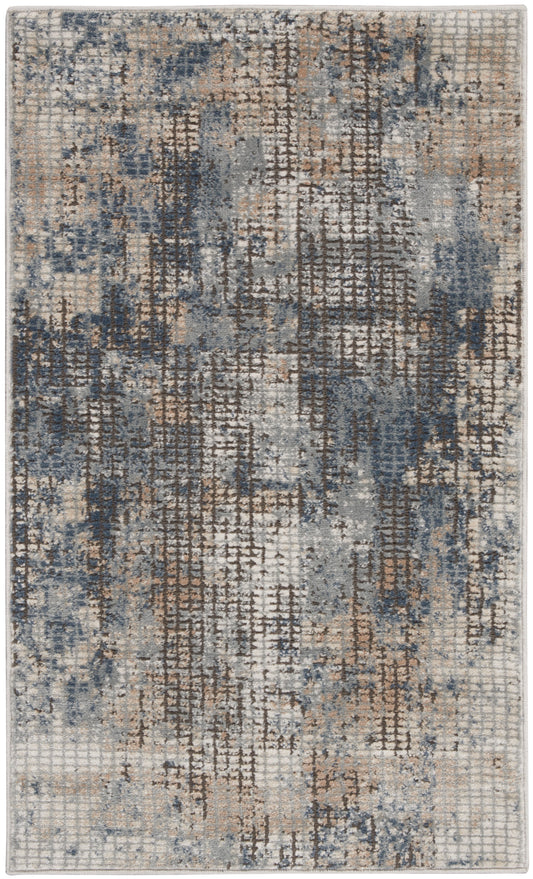 Nourison Quarry 2'2" x 3'9" Blue Beige Modern Indoor Rug