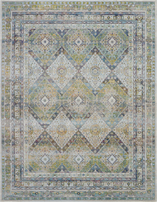 Nourison Ankara Global 8'10" x 11'10" Blue Green Vintage Indoor Rug