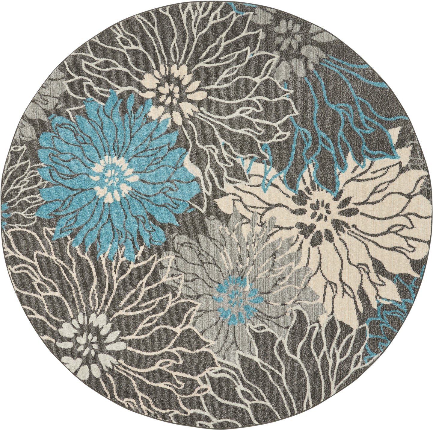 Nourison Passion 8' x Round Charcoal Blue Contemporary Indoor Rug