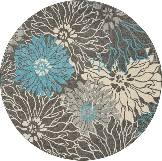 Nourison Passion 8' x Round Charcoal Blue Contemporary Indoor Rug