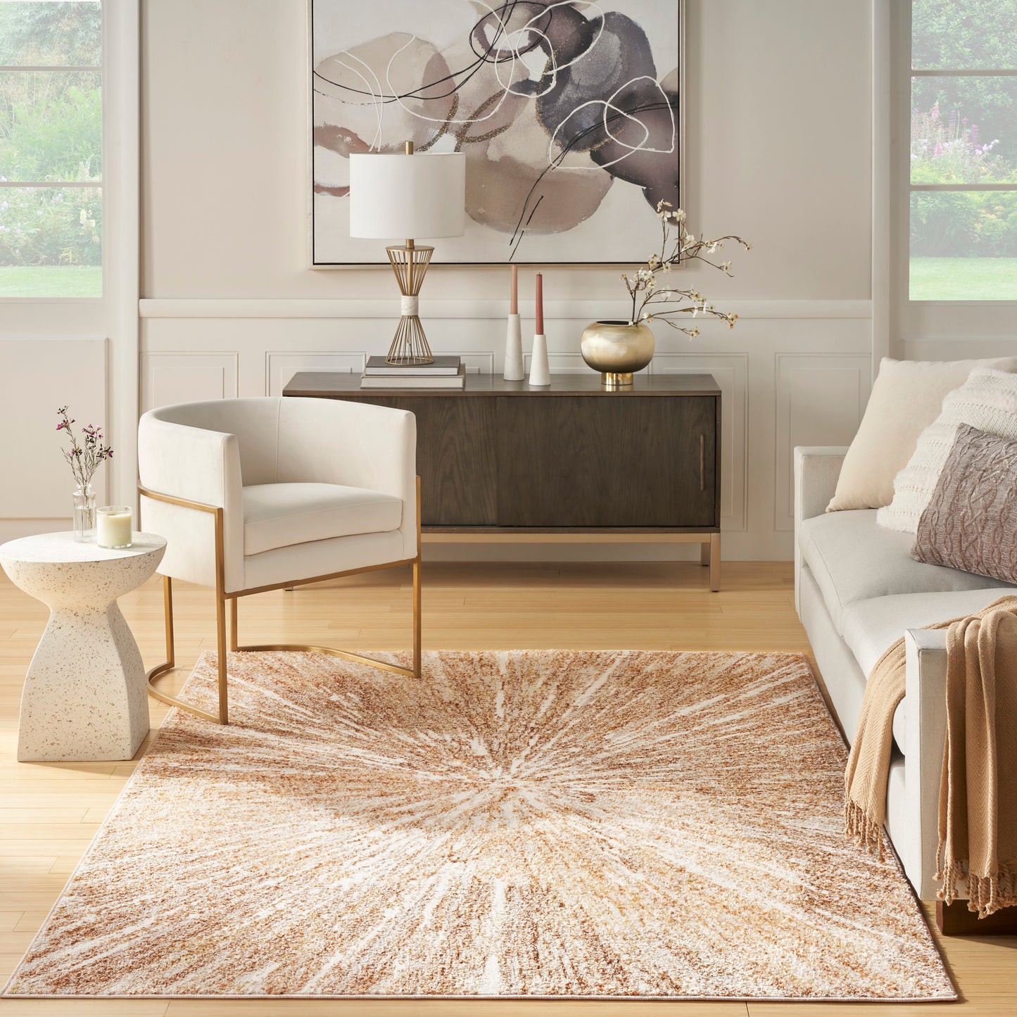 Nourison Ambiance 7'10" x 9'10" Ivory Gold Modern Indoor Rug