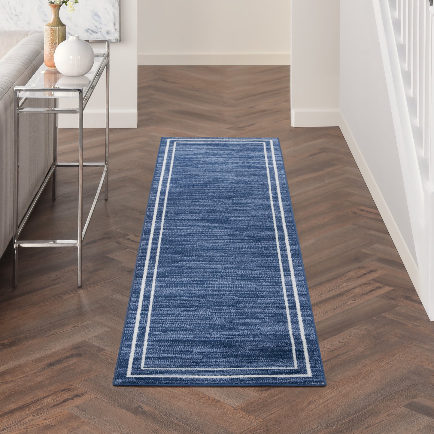 Nourison Nourison Essentials 2'2" x 7'6" Navy/Ivory Contemporary Rug