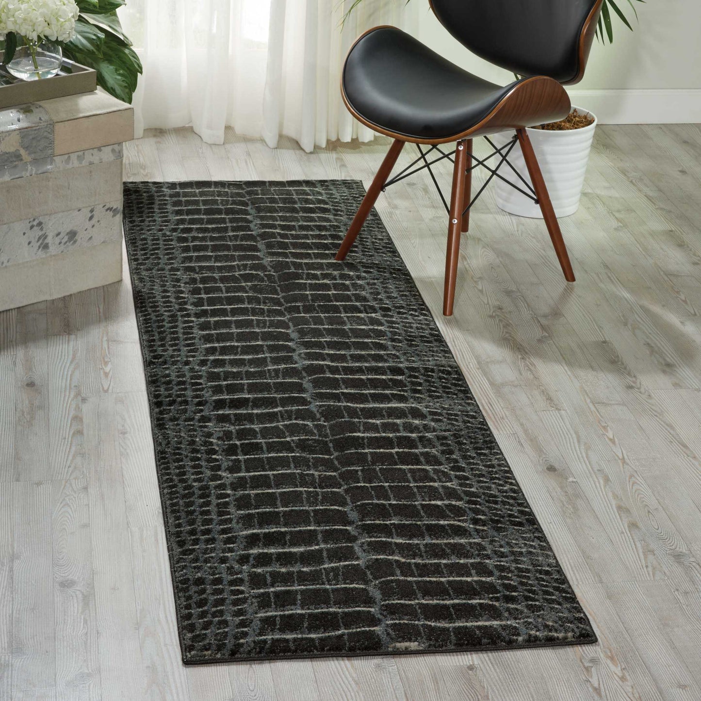 Nourison Maxell 2'2" x 7'6" Charcoal Modern Indoor Rug